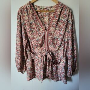 New MAX STUDIO Floral Blouse with Tie Front